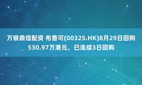 万银鼎信配资 布鲁可(00325.HK)8月29日回购530.97万港元，已连续3日回购